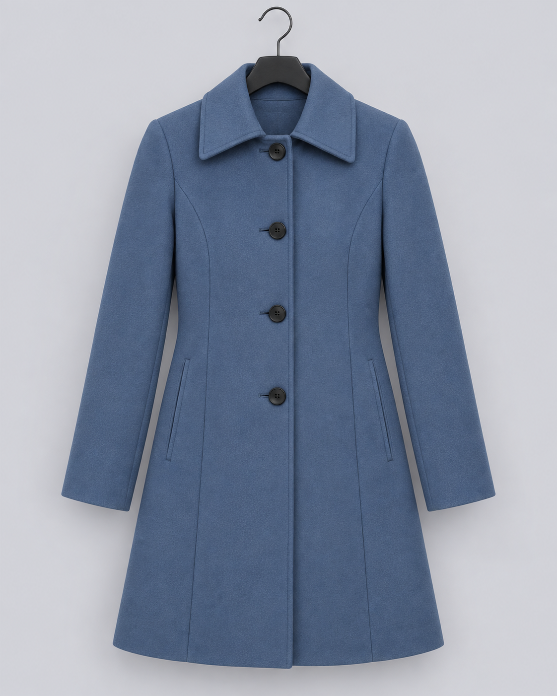 Women's Wool Fit-and-Flare Coat | Notch Lapel Mid-Length Coat