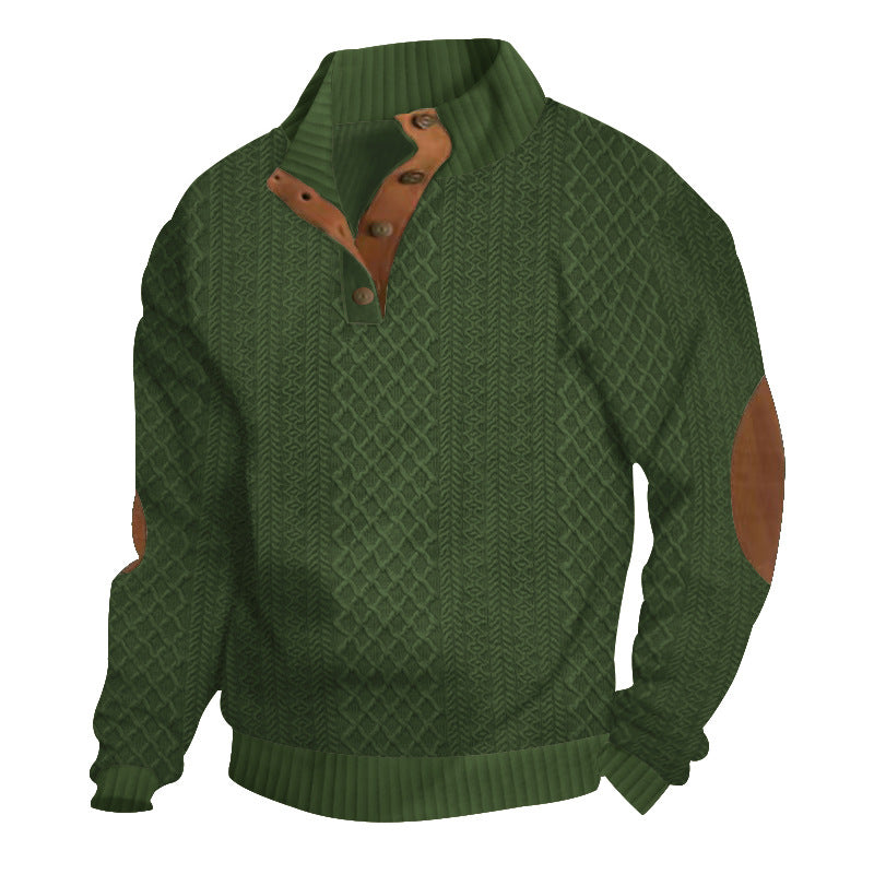 Men's Jacquard Knit Jumper – Crew Neck, Long Sleeve