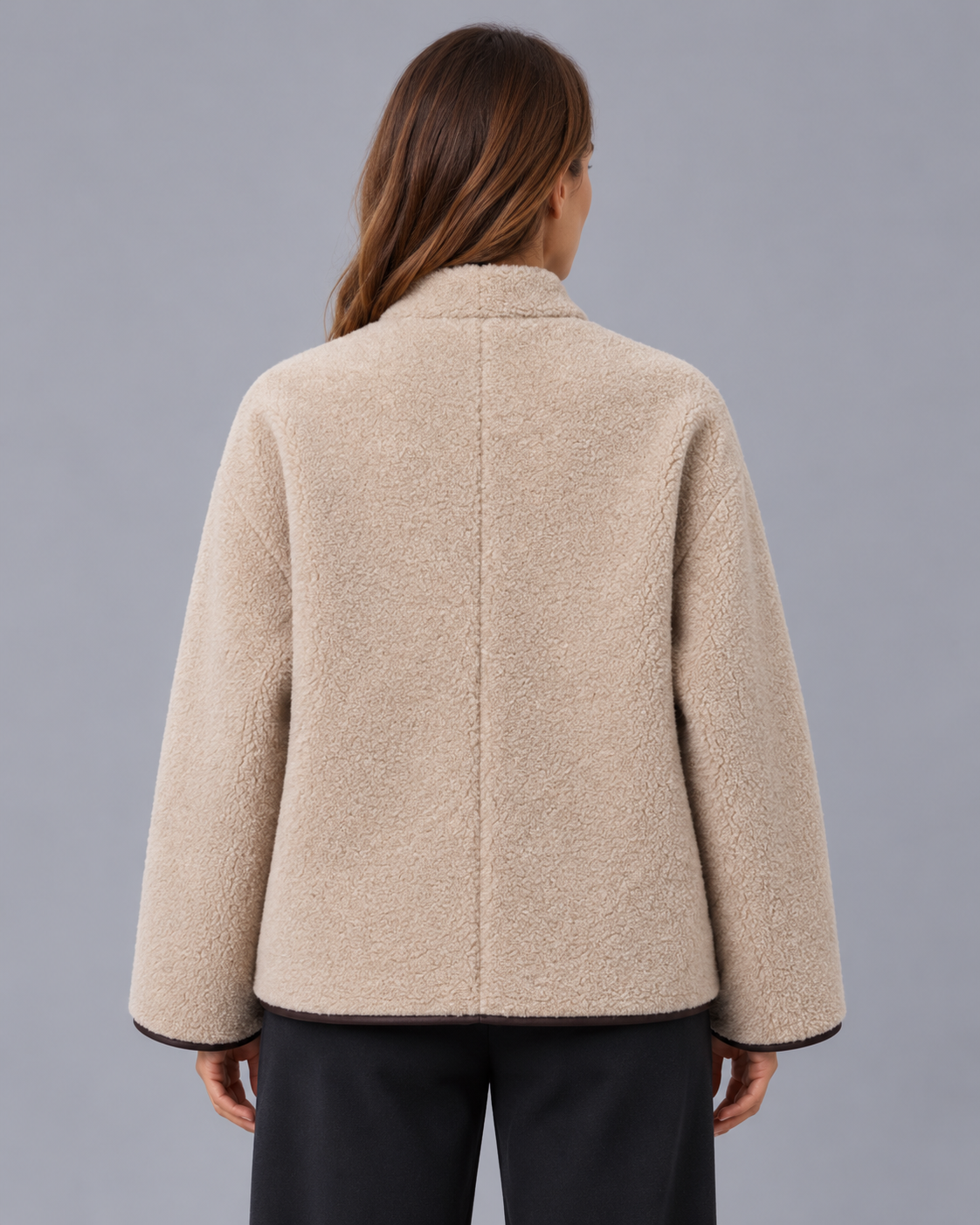 Women's Faux Fur Toggle Jacket – Oversized Fit, Contrast Trim