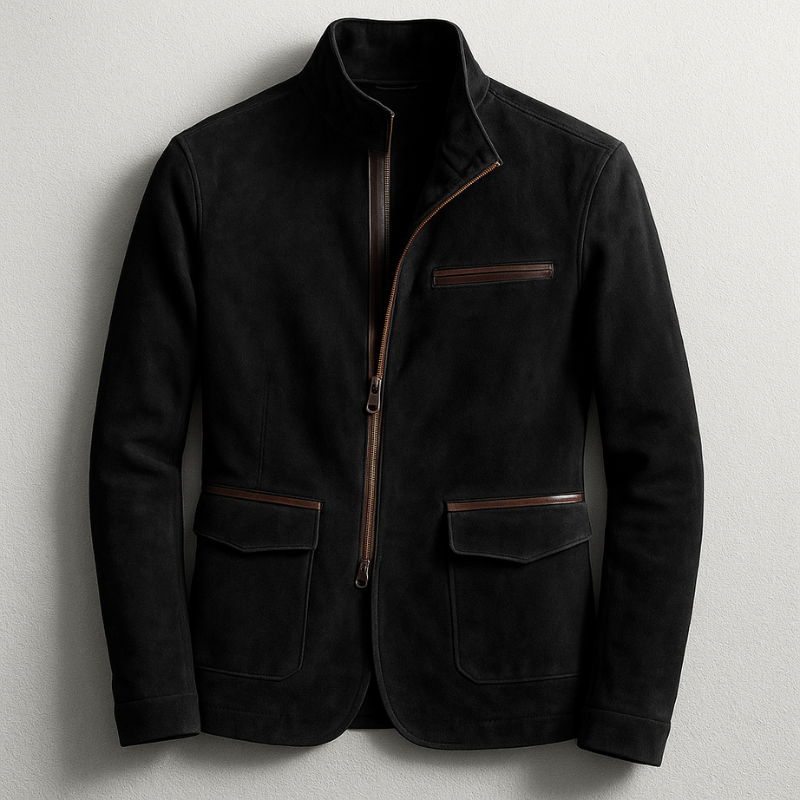 Men's Tailored Overcoat – Field Coat Style, Two-Way Zip