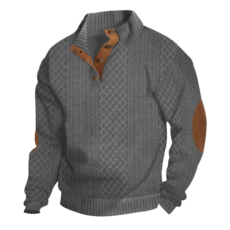 Men's Jacquard Knit Jumper – Crew Neck, Long Sleeve