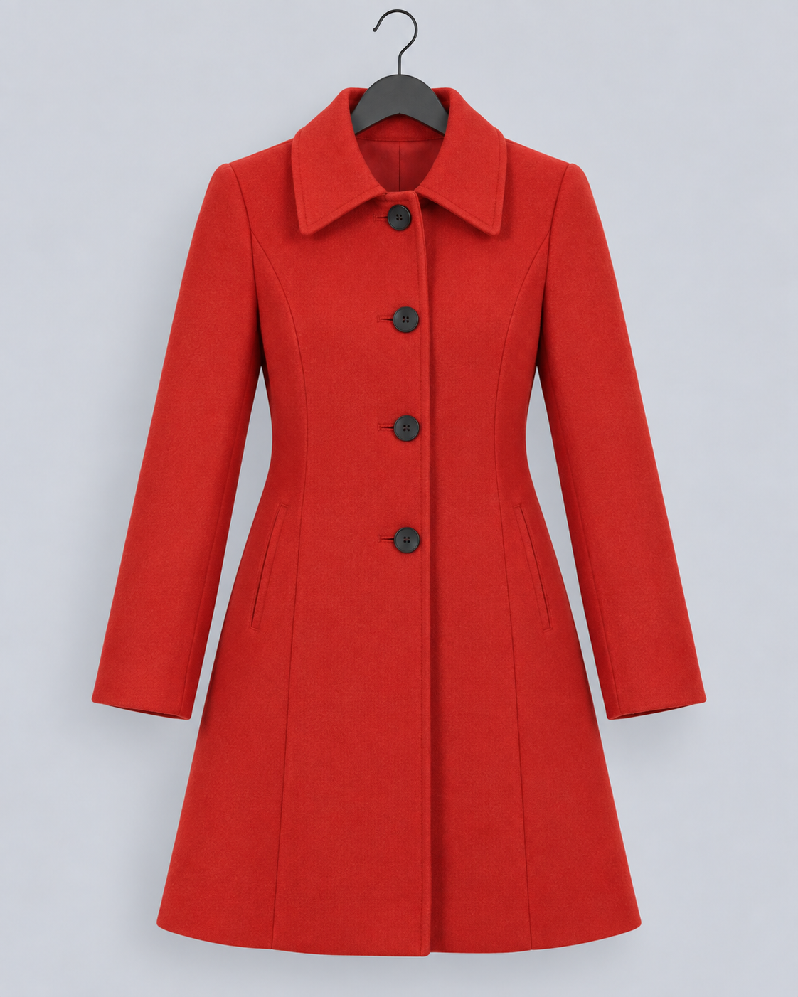 Women's Wool Fit-and-Flare Coat | Notch Lapel Mid-Length Coat
