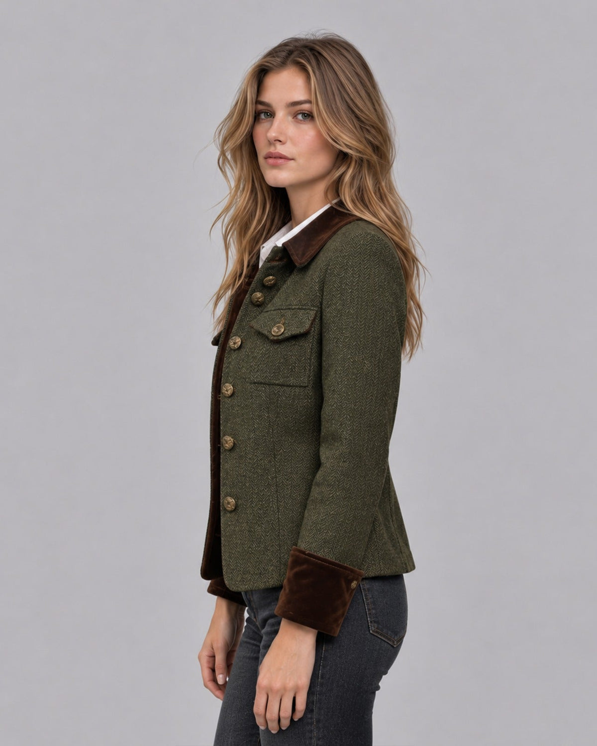 Women's Herringbone Tweed Quilted Jacket