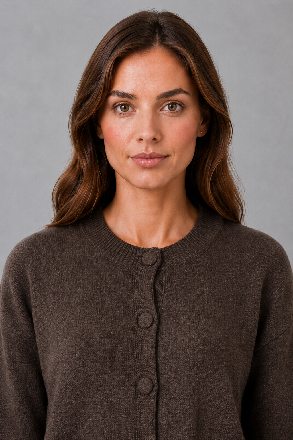 Women's Chunky Knit Cardigan – Round Neck, Relaxed Fit
