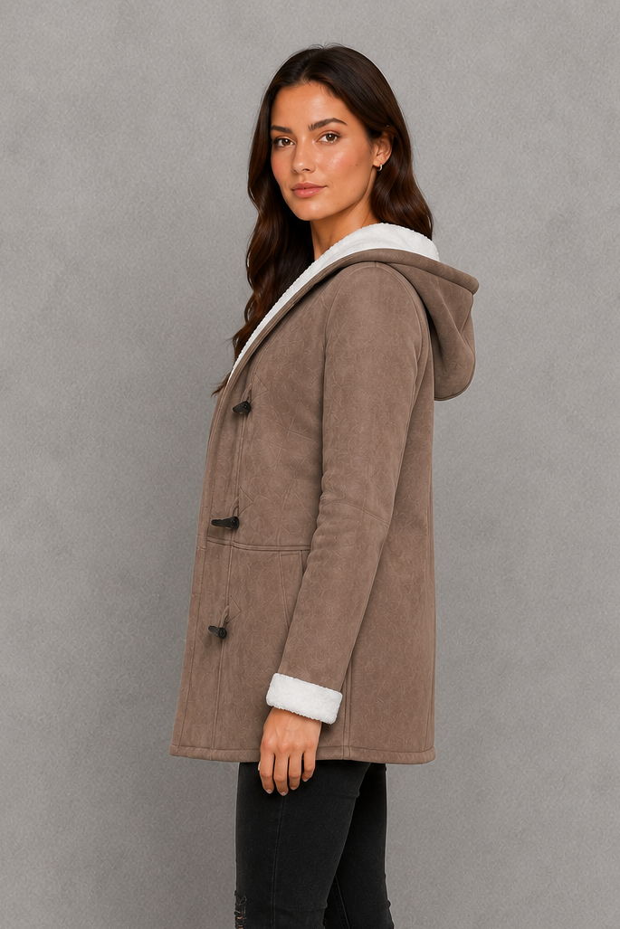 Women's Fleece Lined Toggle Coat – Cosy Winter Layer, Regular Fit
