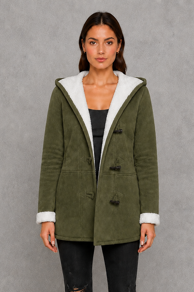 Women's Fleece Lined Toggle Coat – Cosy Winter Layer, Regular Fit