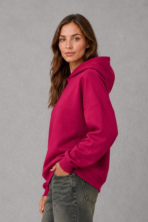 Women's Fleece Hoodie – Cotton Blend, Relaxed Fit