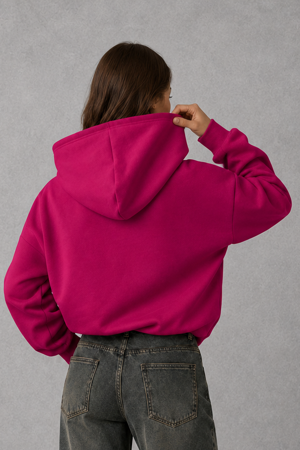 Women's Fleece Hoodie – Cotton Blend, Relaxed Fit