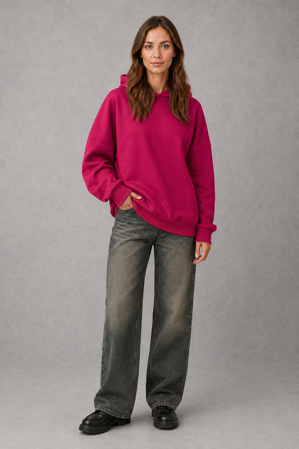 Women's Fleece Hoodie – Cotton Blend, Relaxed Fit