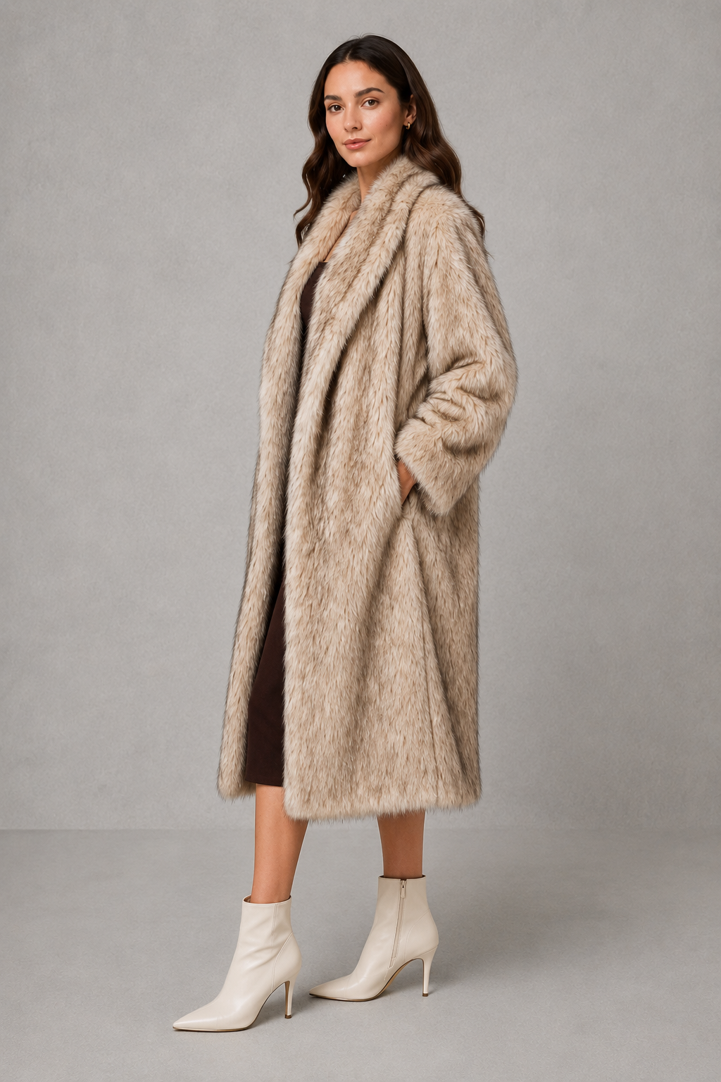 Women's Faux Fur Coat – Plush Statement Winter Layer