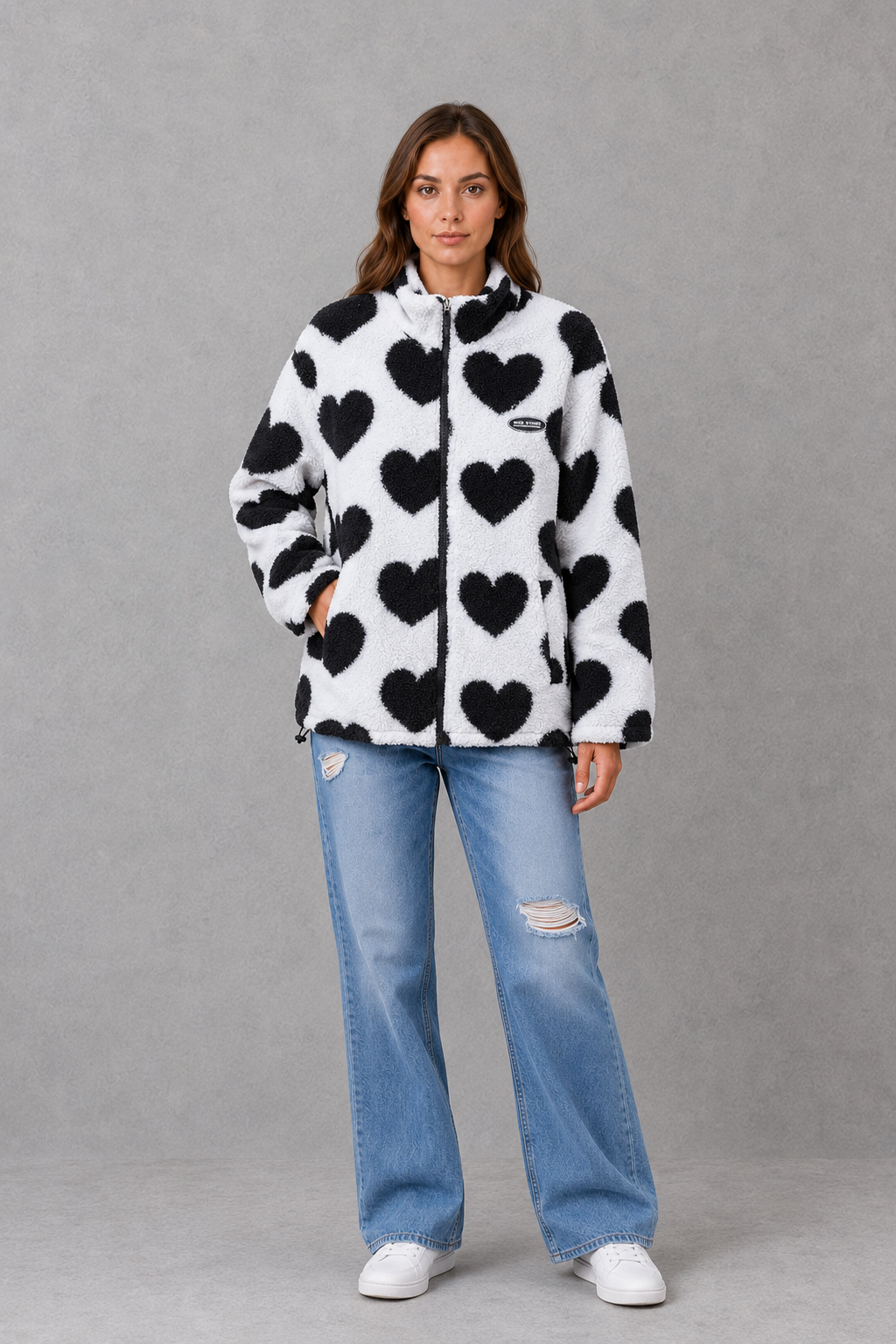 Women's Reversible Jacket – Heart Pattern, Lightweight