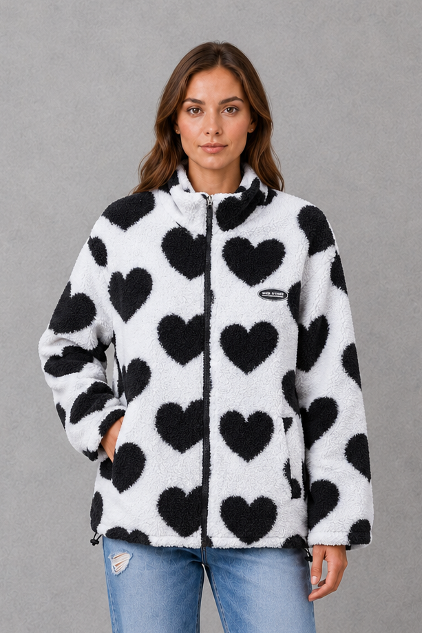Women's Reversible Jacket – Heart Pattern, Lightweight