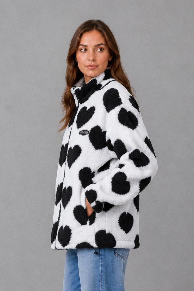 Women's Reversible Jacket – Heart Pattern, Lightweight