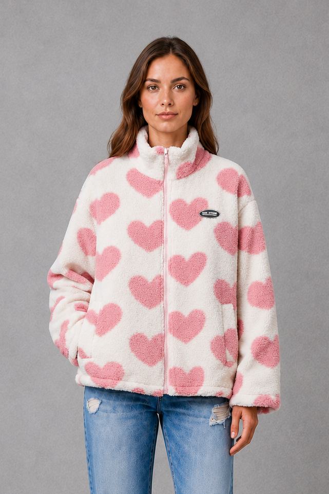 Women's Reversible Jacket – Heart Pattern, Lightweight