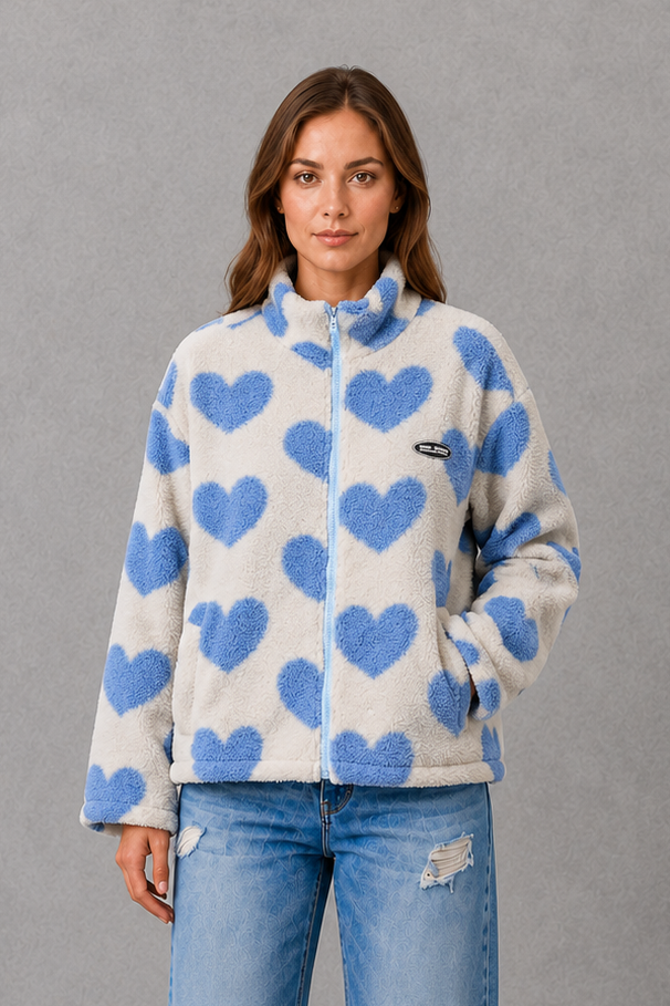 Women's Reversible Jacket – Heart Pattern, Lightweight