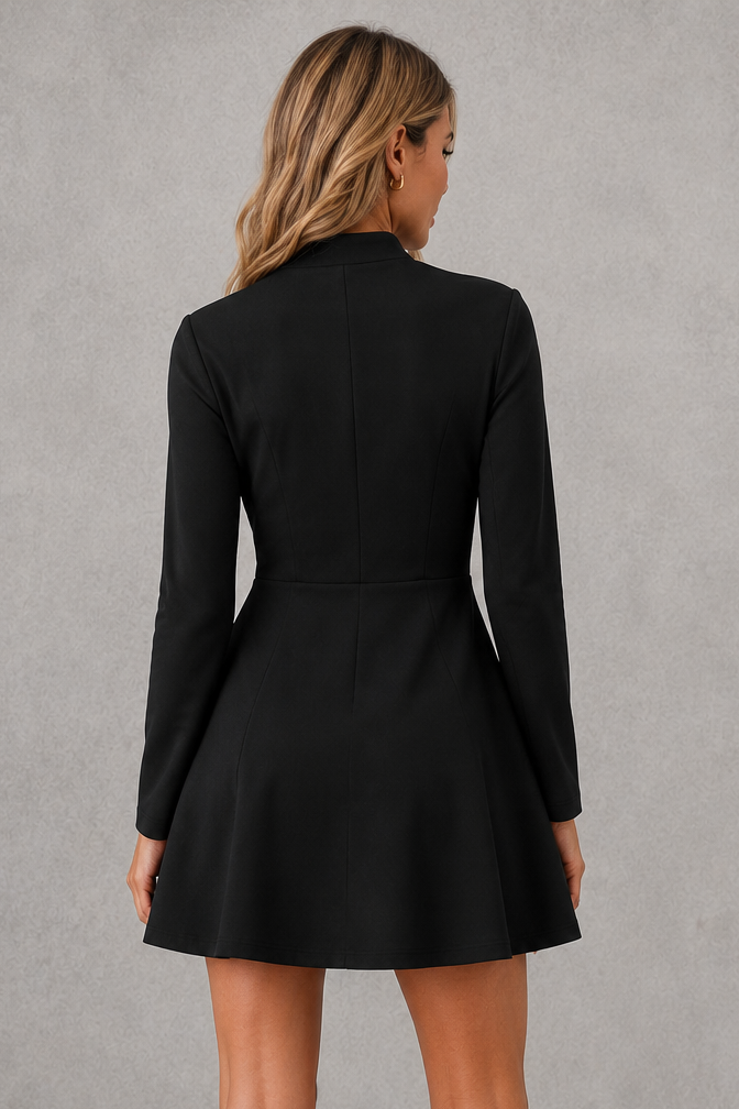 Women's Black Stand Collar Jacket – Button Front, Regular Fit