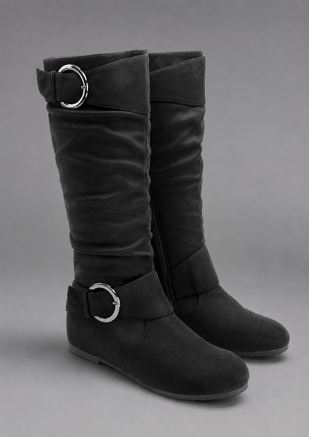 Women's Slouch Mid-Calf Boots – Buckle Detail