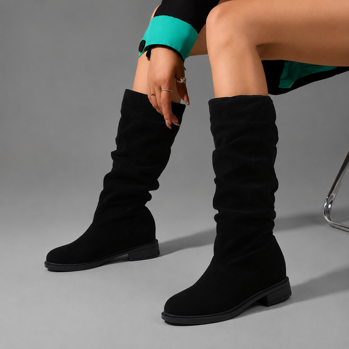 Women's Mid-Calf Boots – Everyday Comfort, Textile Lined