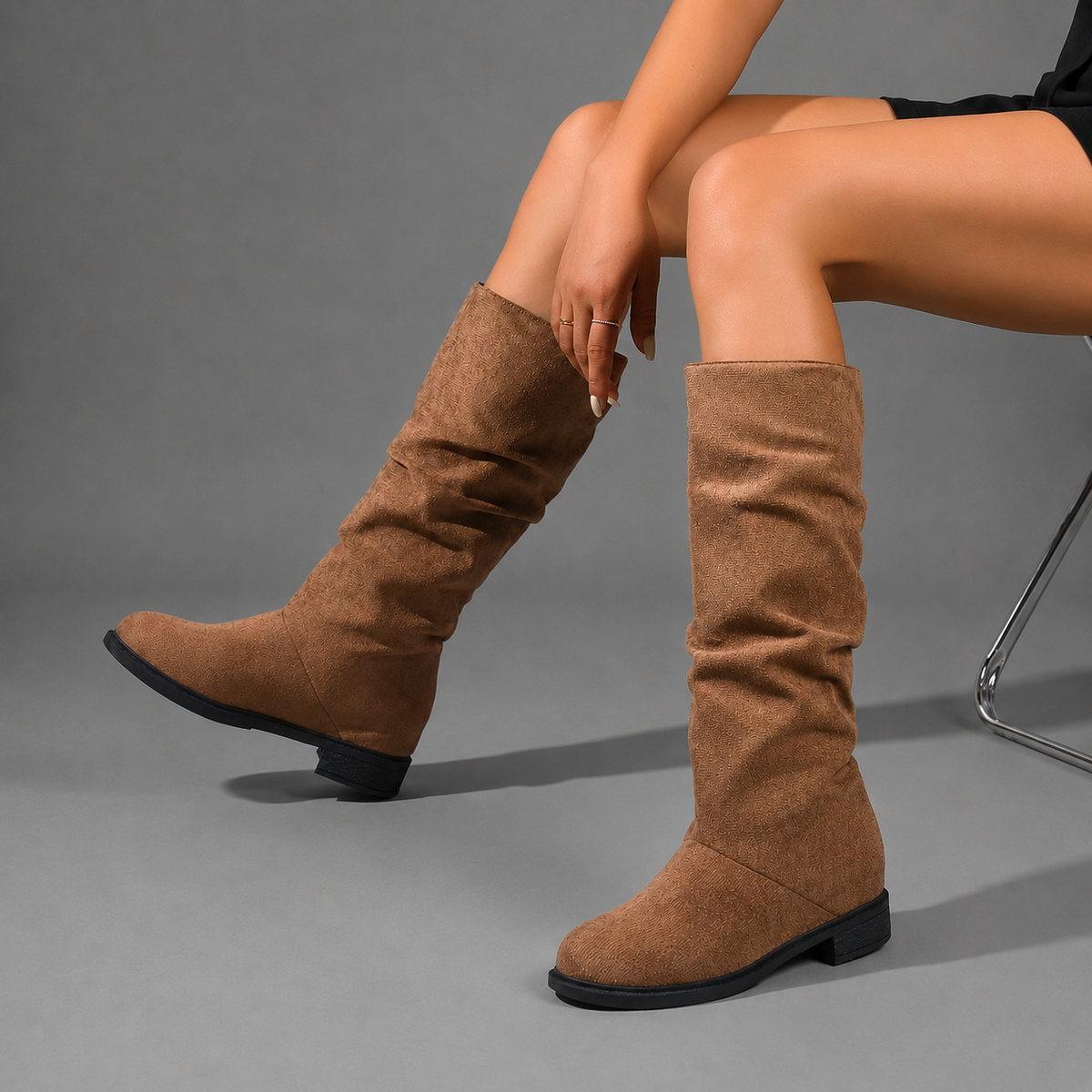 Women's Mid-Calf Boots – Everyday Comfort, Textile Lined