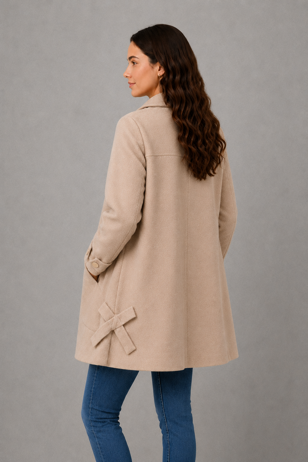 Women's Oversized Mid-Length Coat – Relaxed Fit, Cuff Detail