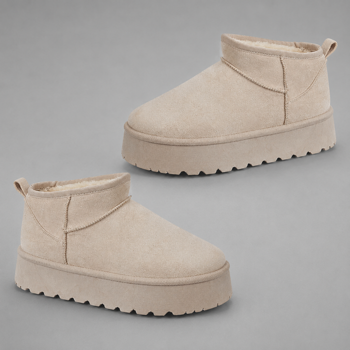 Women's Faux Suede Snow Boots – Plush Lining, Platform Sole