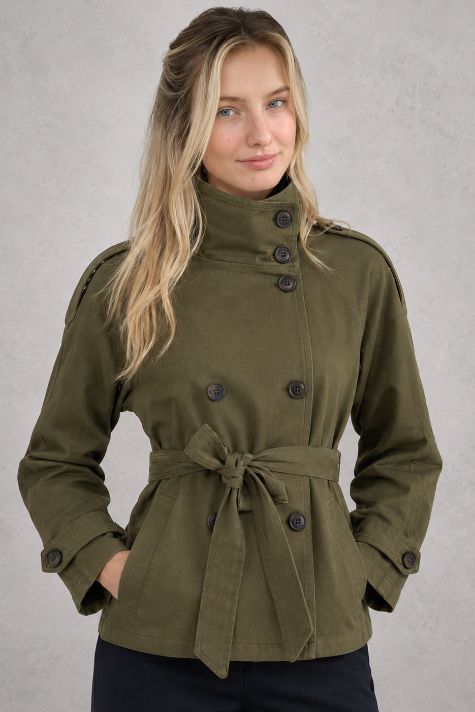 Women's Short Trench Coat – Belted Waist
