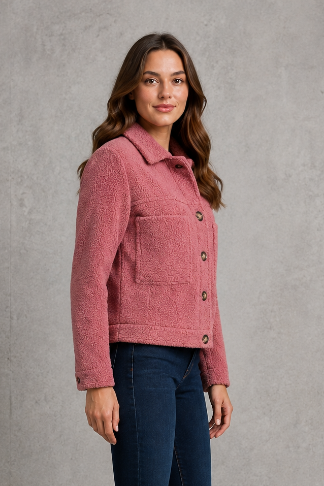 Women's Borg Teddy Jacket – Full Zip, Relaxed Fit