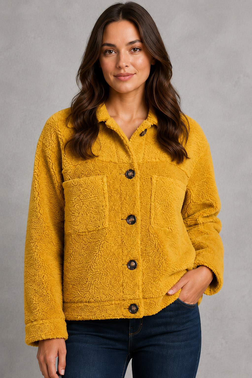 Women's Borg Teddy Jacket – Full Zip, Relaxed Fit