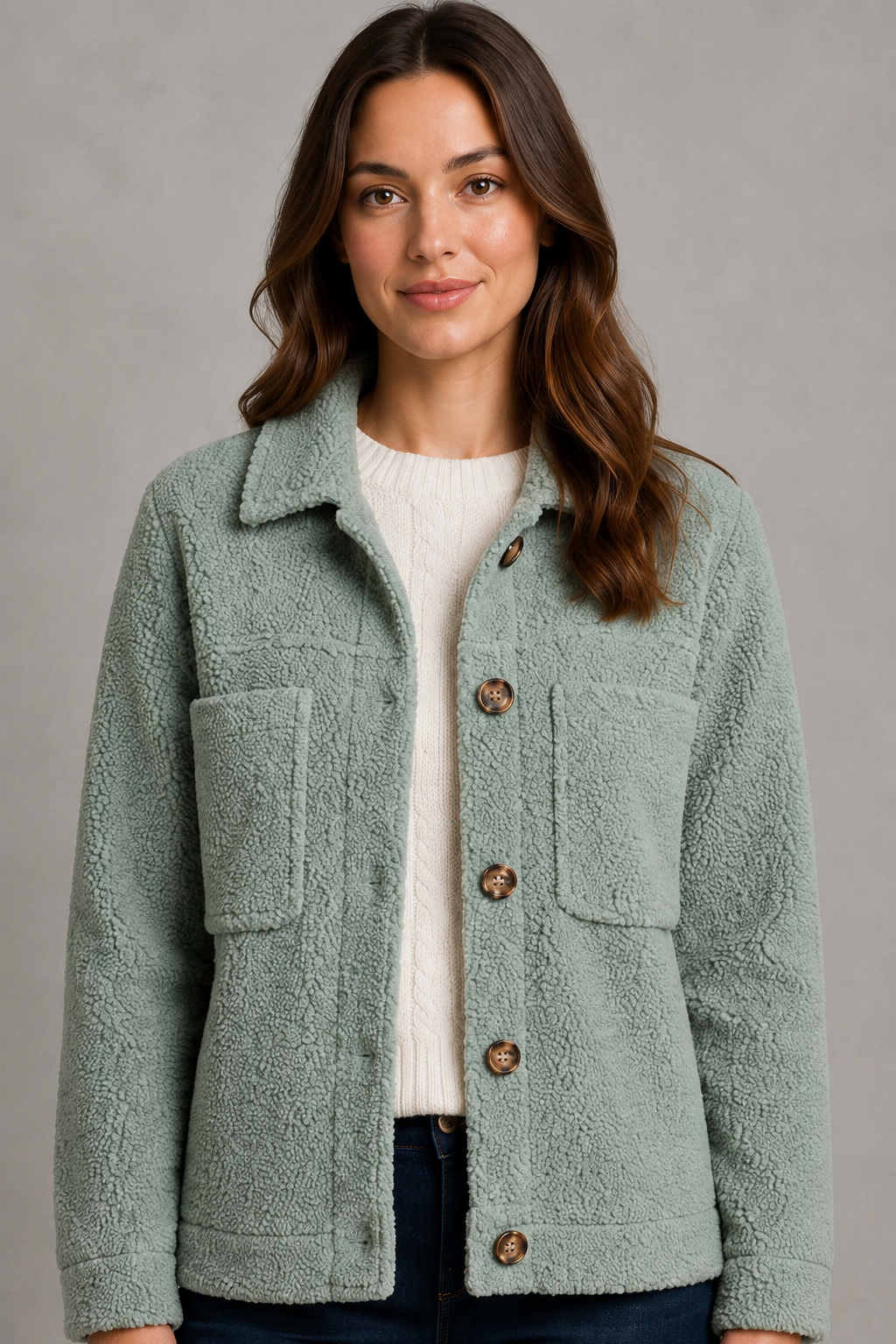 Women's Borg Teddy Jacket – Full Zip, Relaxed Fit