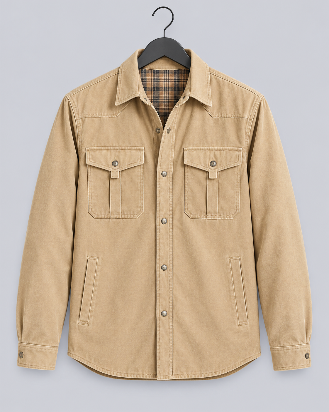 Men's Overshirt Jacket | Versatile Layering with Plaid-Lined Shirt