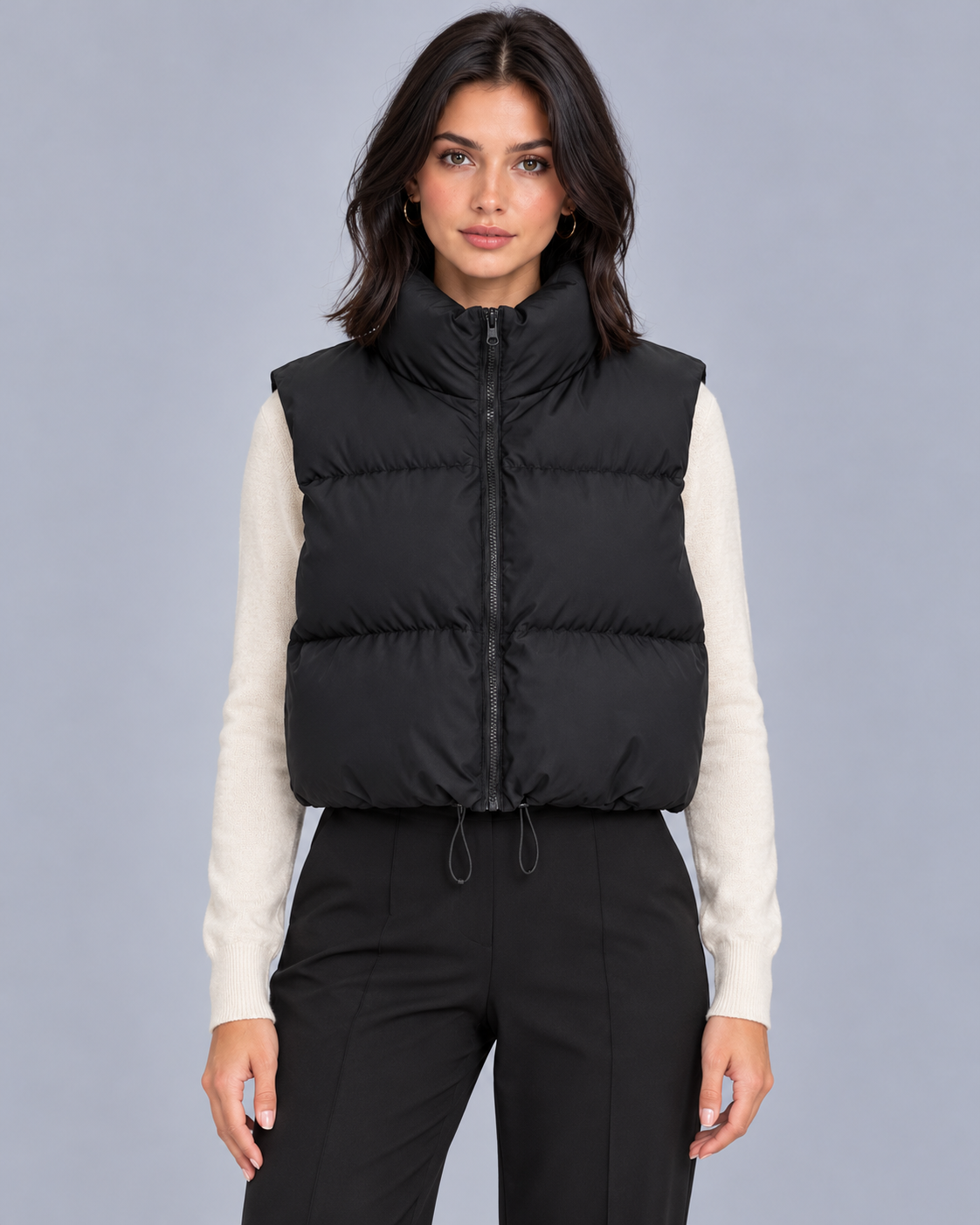 Women's Cropped Puffer Gilet with Drawstring Hem