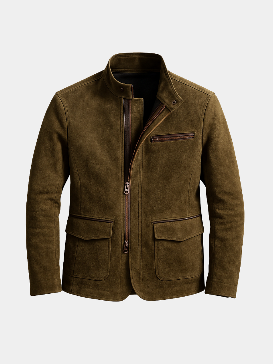 Men's Tailored Overcoat – Field Coat Style, Two-Way Zip