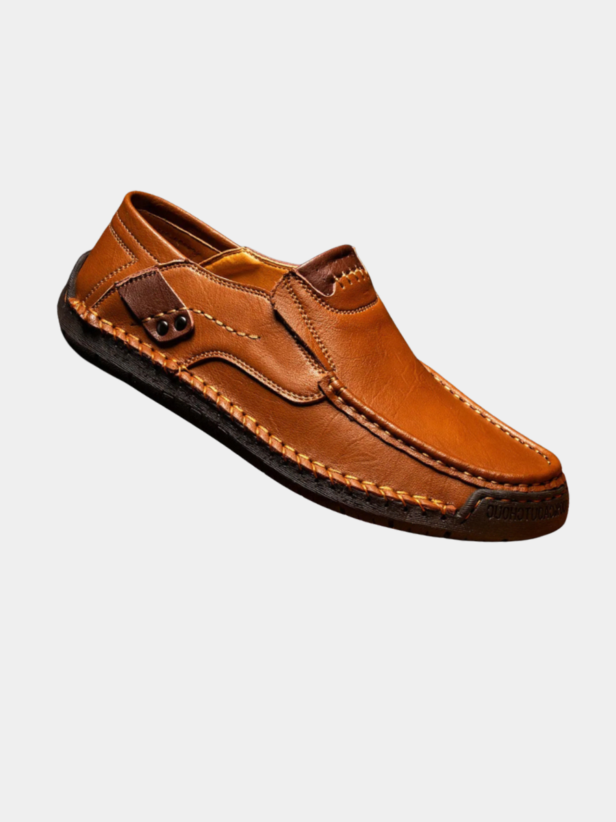 Men's Leather Penny Loafers – Polished Finish, Slip-On