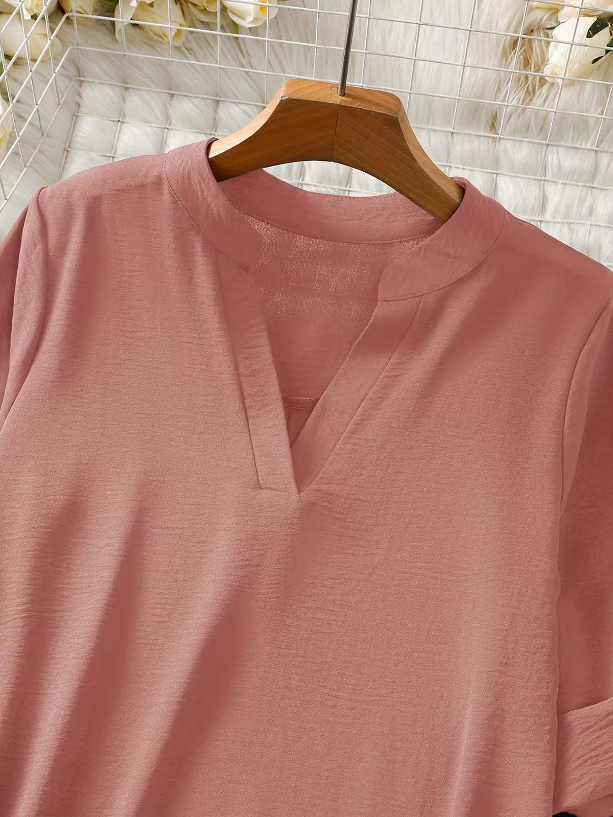 Women's Short Sleeve Shirt – Relaxed Fit, Solid Colour
