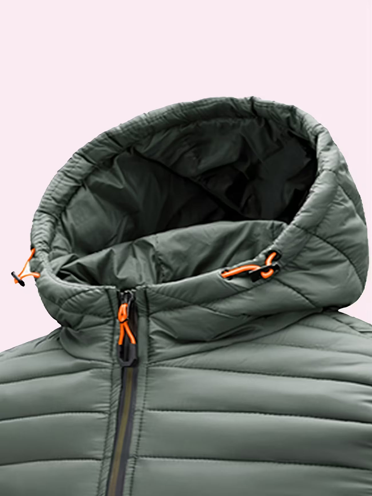 Men's Hooded Quilted Coat – Padded Winter Jacket, Zip Front