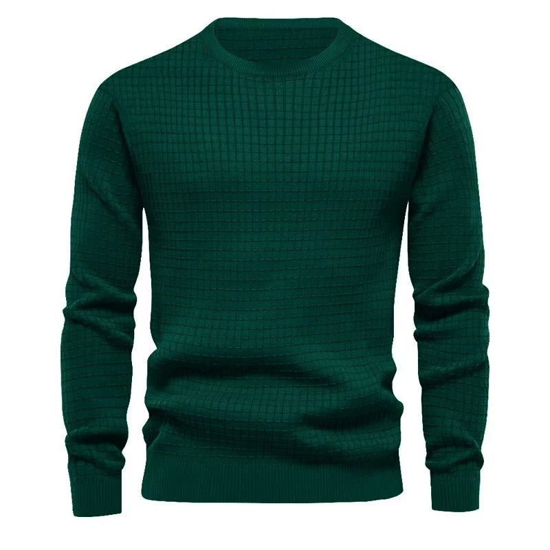 Men's Textured Knit Crew Neck Jumper – Timeless Fit