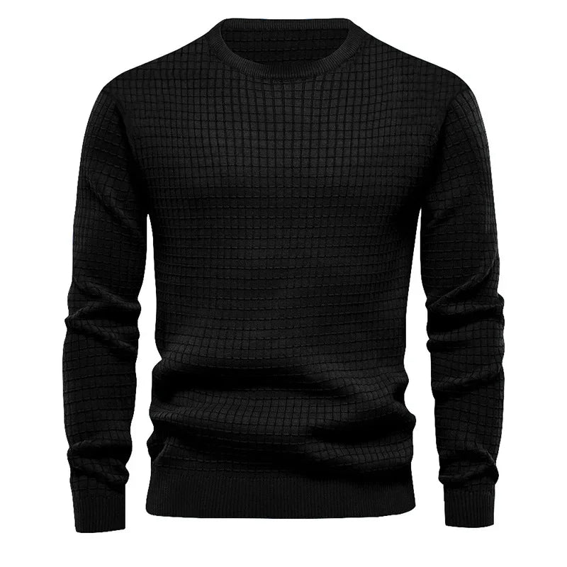 Men's Textured Knit Crew Neck Jumper – Timeless Fit