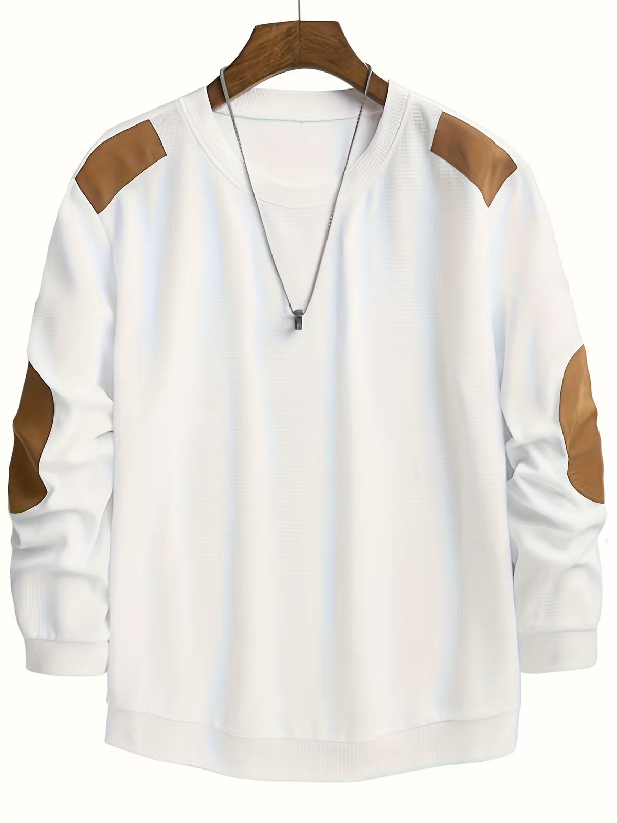 Men's Waffle Knit Crew Neck Sweatshirt – Colour Block, Relaxed Fit