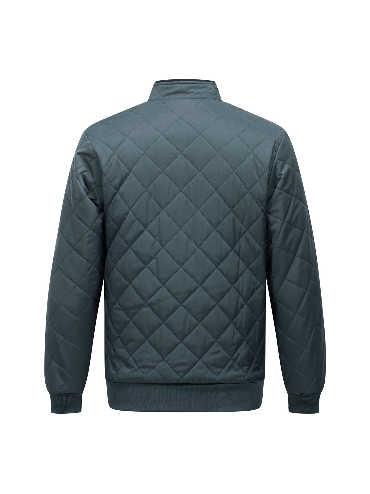 Men's Diamond Quilted Jacket – Stand Collar, Relaxed Fit