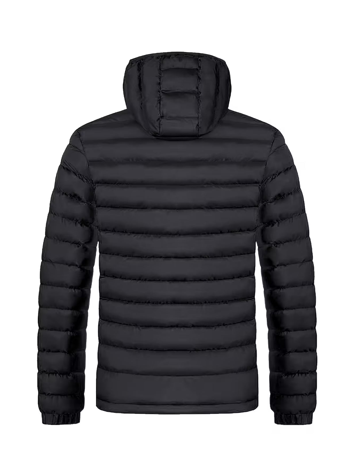 Men's Hooded Quilted Coat – Padded Winter Jacket, Zip Front