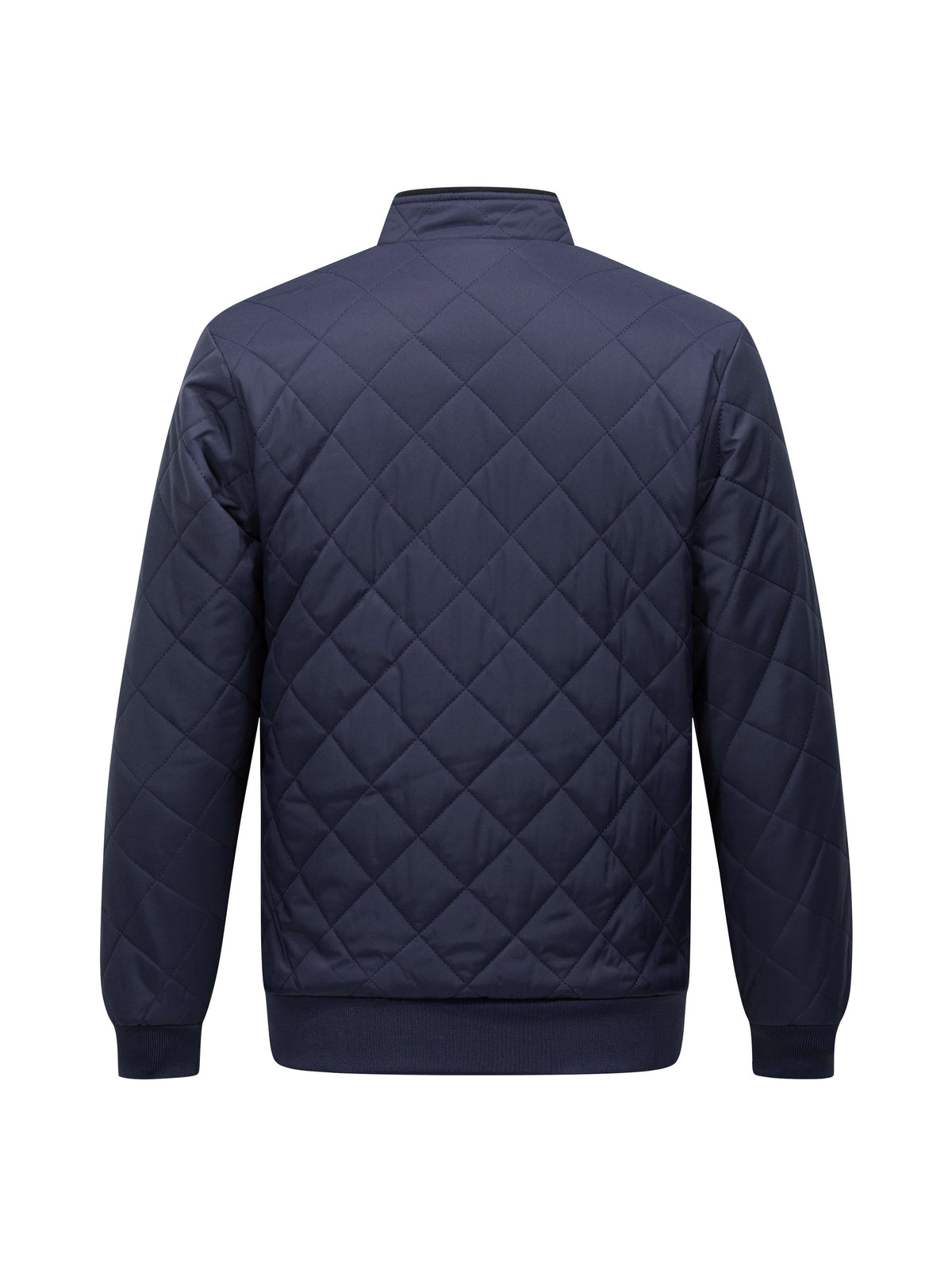 Men's Diamond Quilted Jacket – Stand Collar, Relaxed Fit
