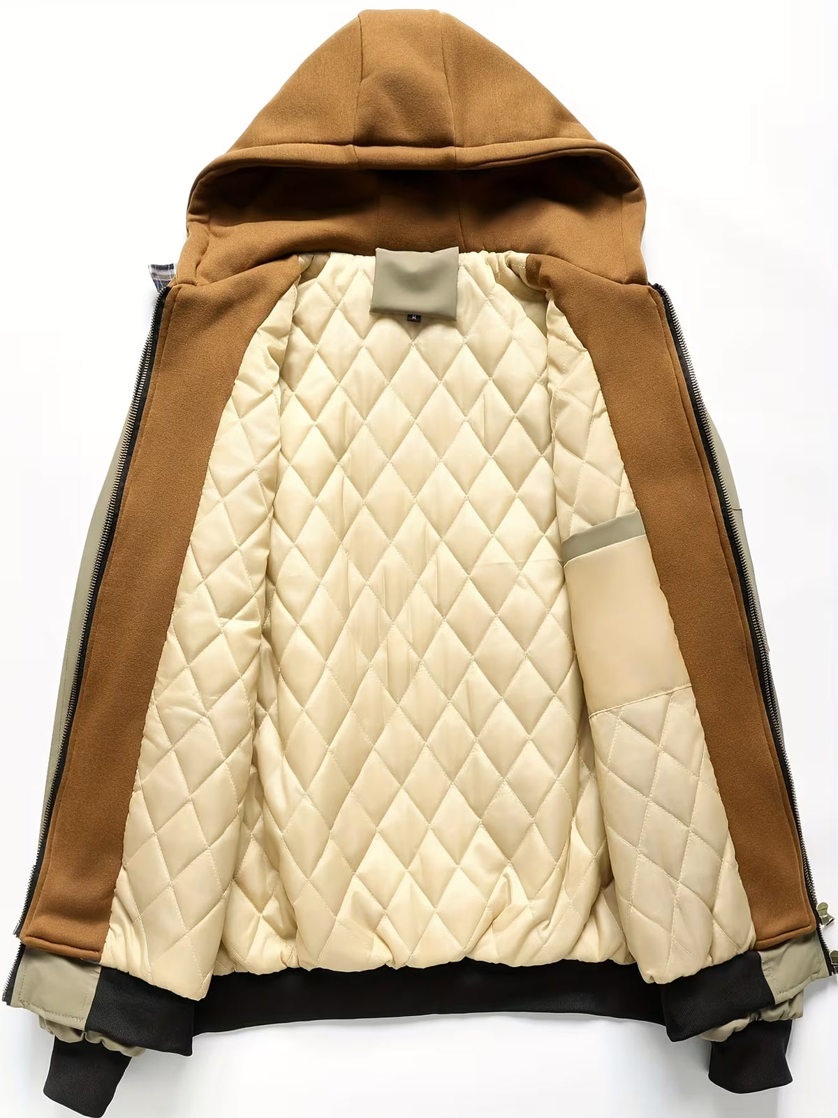 Men's Check Hooded Jacket – Lined Zip Up, Relaxed Fit