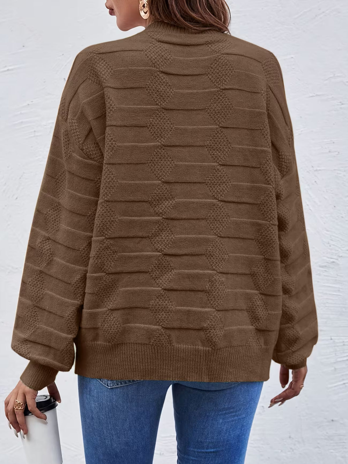 Women's Crew Neck Jumper – Long Sleeve Knit Top, Streamlined Fit