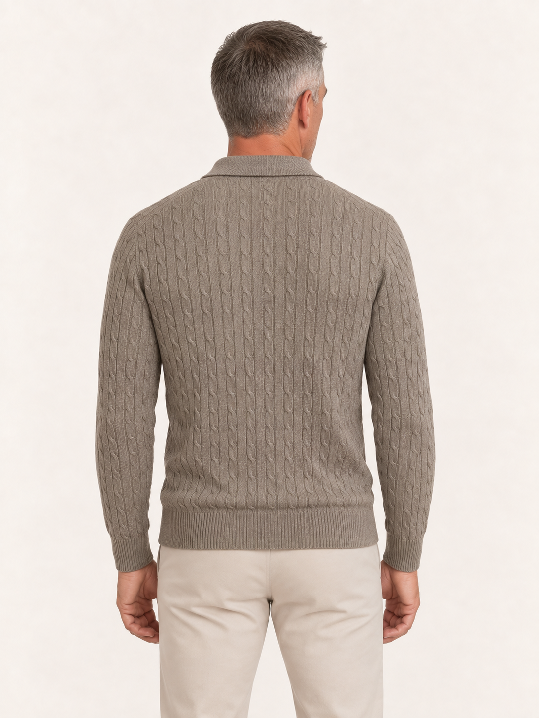 Men's Knitted Polo Jumper – Cable Knit, Johnny Collar