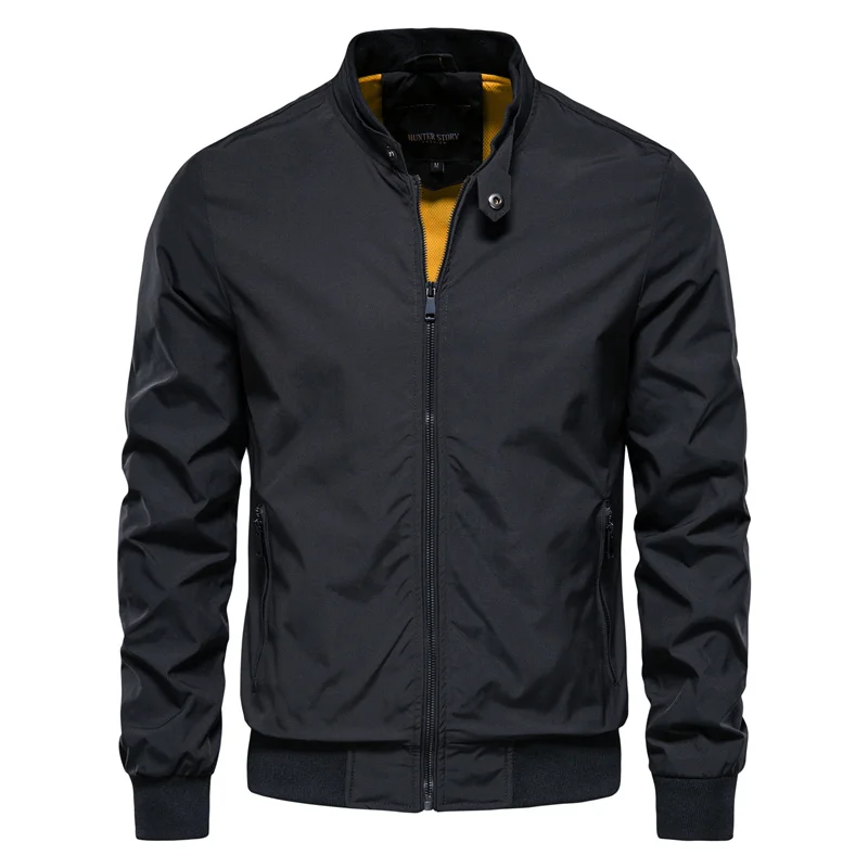 Men's Classic Bomber Jacket – Stand Collar, Regular Fit