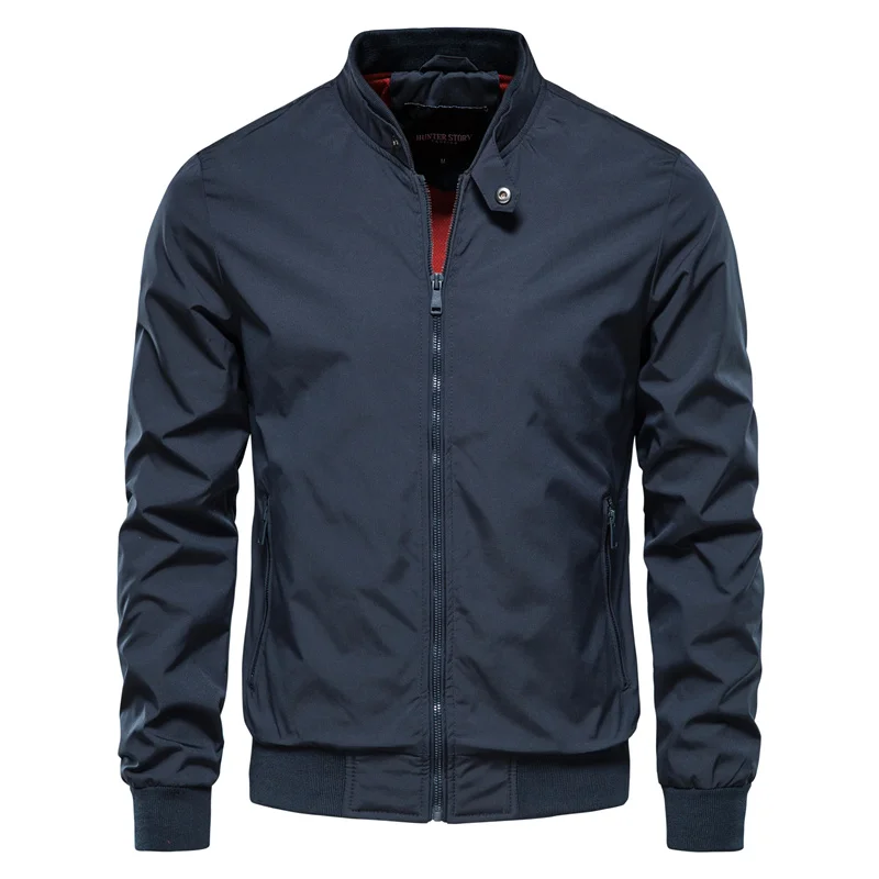 Men's Classic Bomber Jacket – Stand Collar, Regular Fit