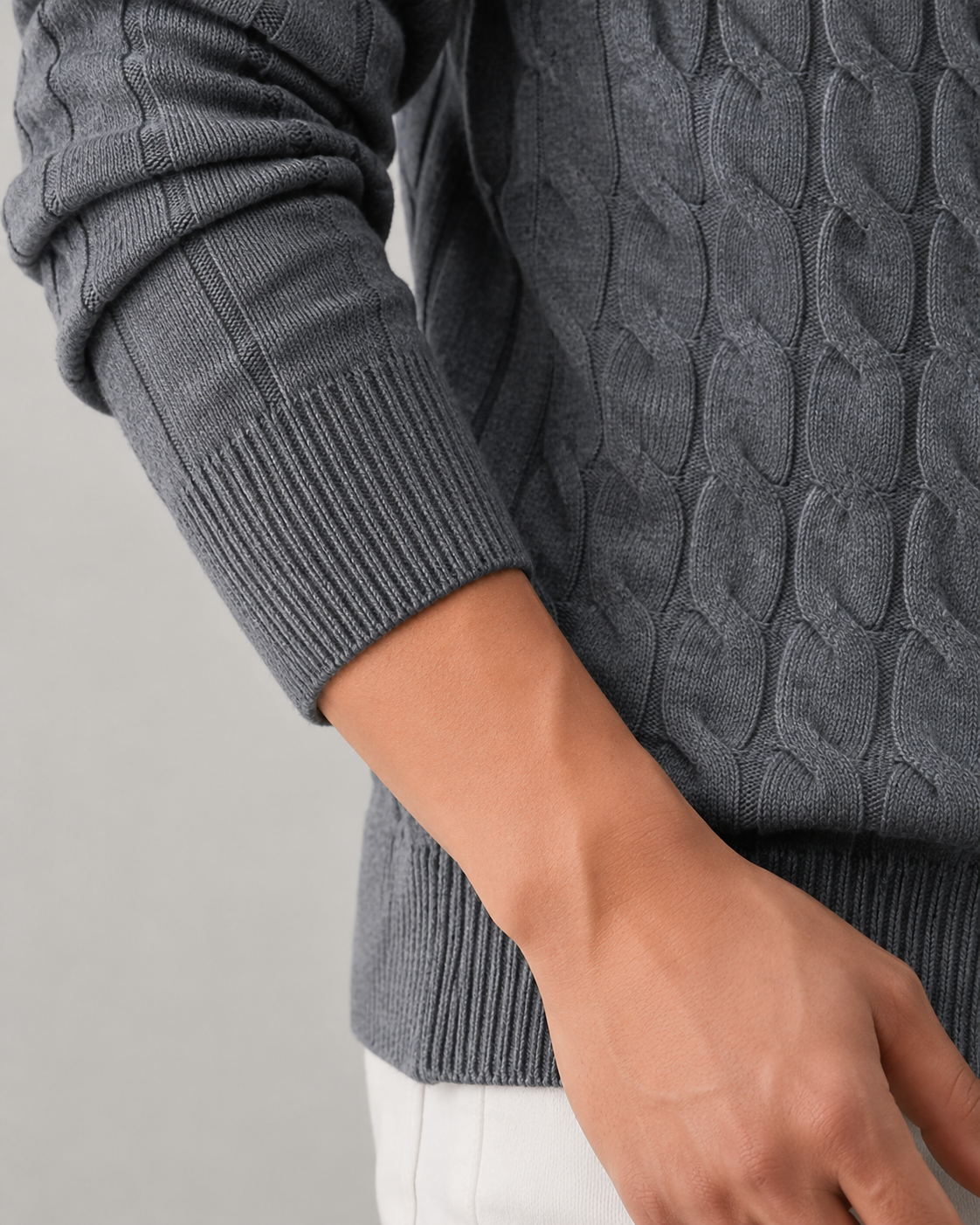 Men's Cable Knit Zip Cardigan – Stand Collar