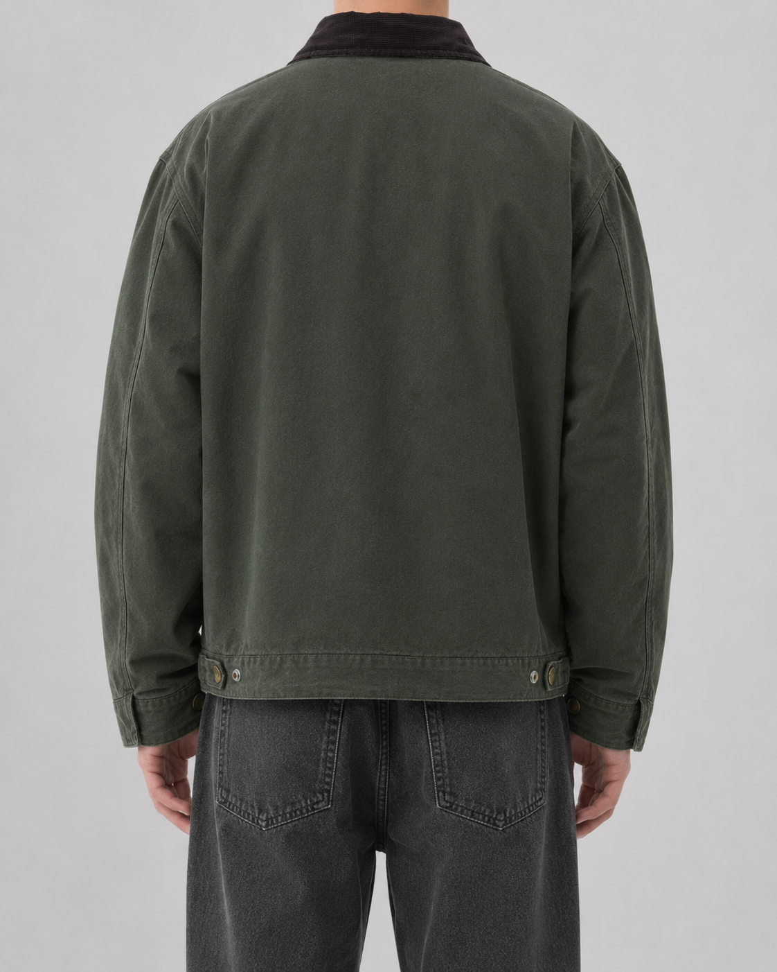 Men's Canvas Barn Jacket – Corduroy Collar, Regular Fit
