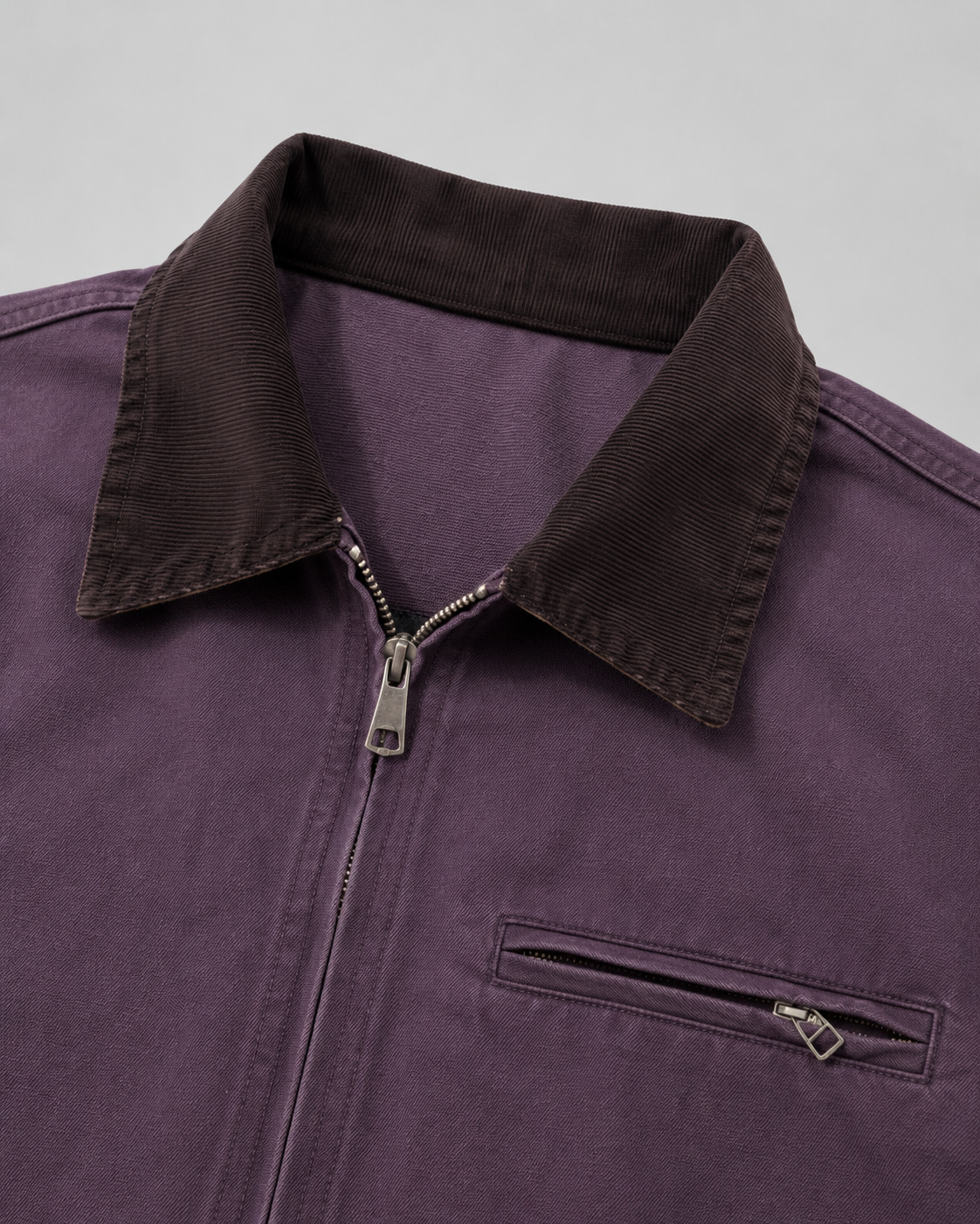 Men's Canvas Barn Jacket – Corduroy Collar, Regular Fit