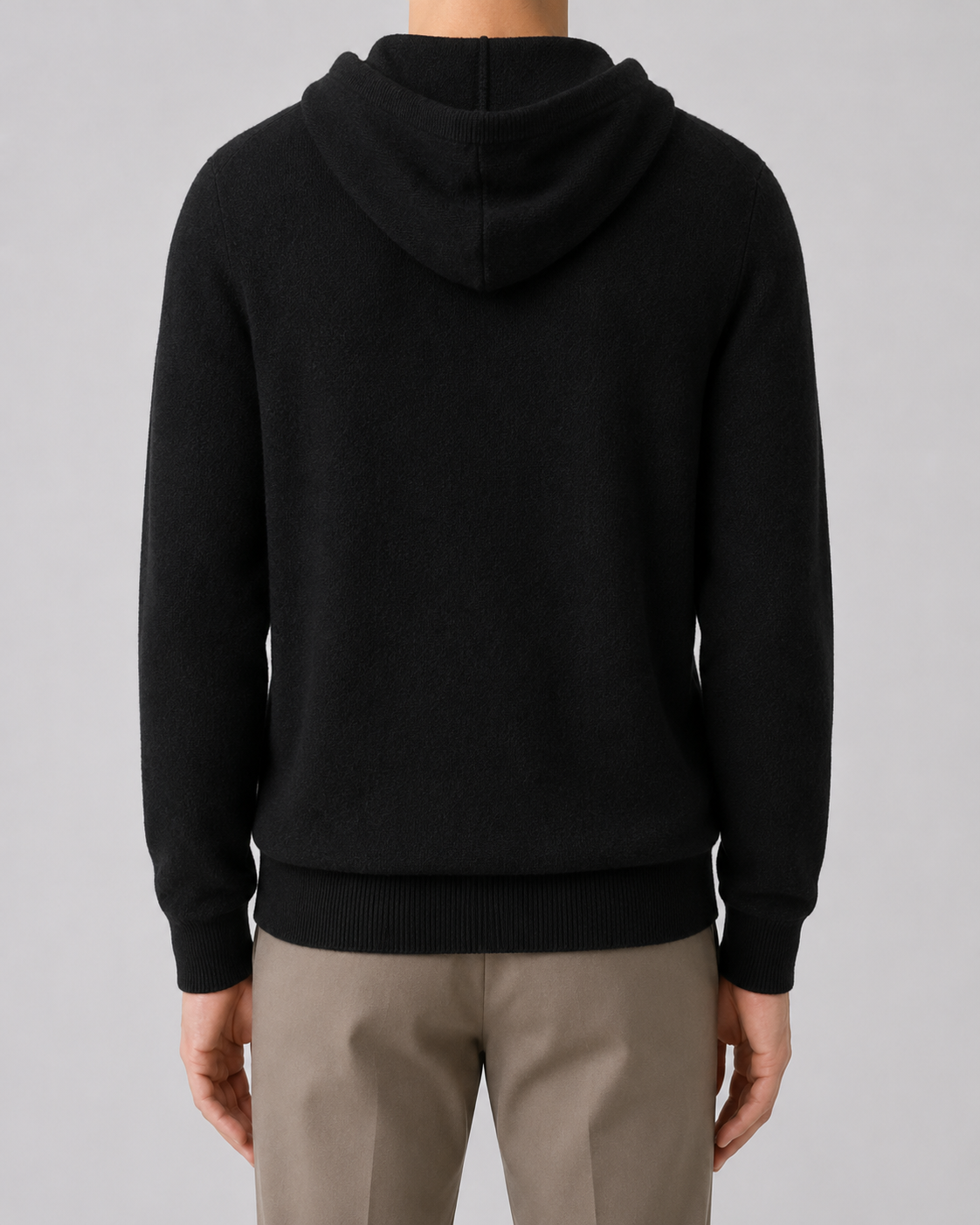 Men's Wool Knit Hoodie – Drawstring Hood, Regular Fit